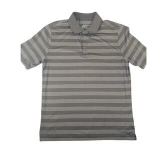 Nike Dri-Fit Gray White Stripe Men's Performance Golf Polo Shirt Size‎ Large
